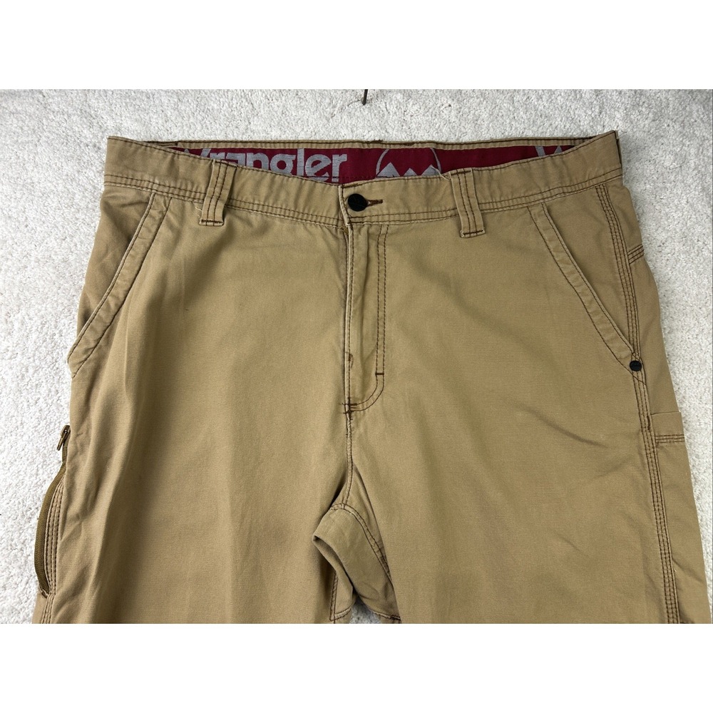 Wrangler Pants Mens 36x32 Tan Brown Cargo Stretch Nylon Outdoor Lightweight Gorp - Picture 2 of 14